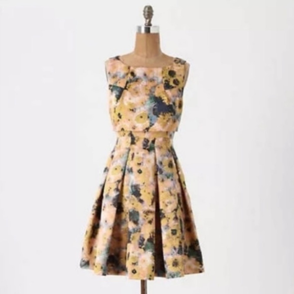 Anthropologie McGinn gunilla floral yellow dress